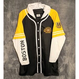 ORGINALS BOSTON BRUINS 100 YEAR CENTENNIAL Sz L HOODED BASEBALL STYLE JERSEY